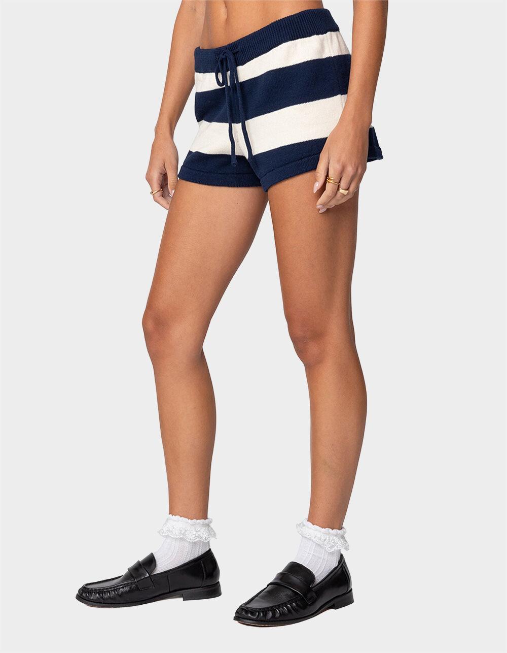 EDIKTED Riley Striped Knit Shorts Product Image