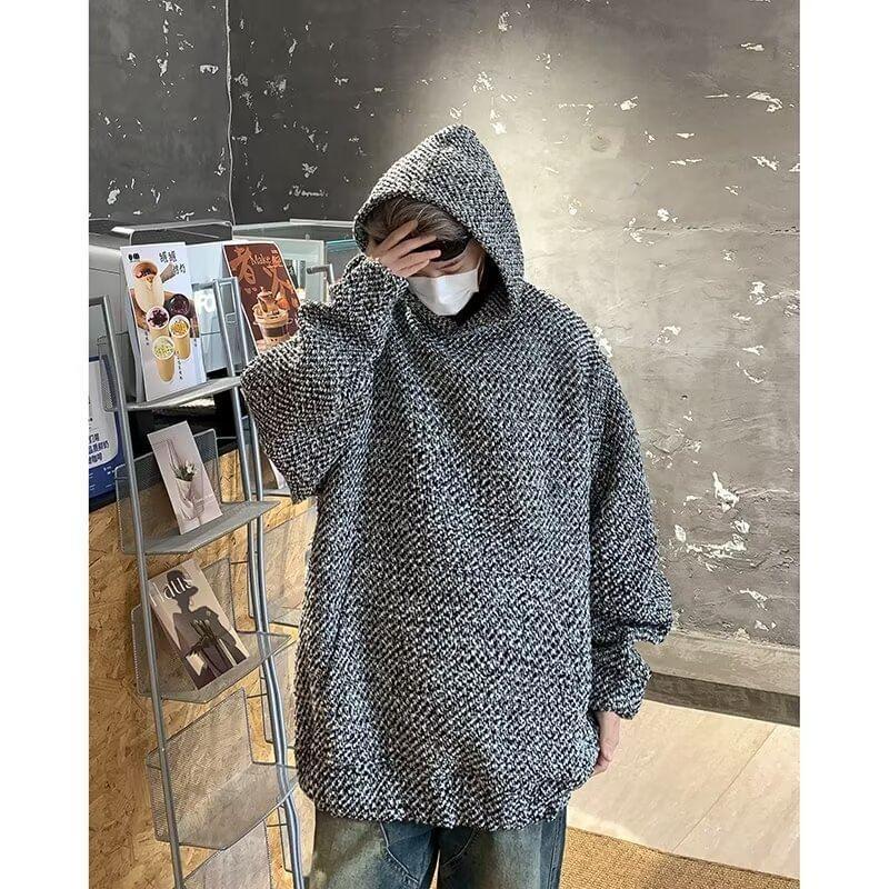 Drawstring Patterned Oversized Hoodie Product Image