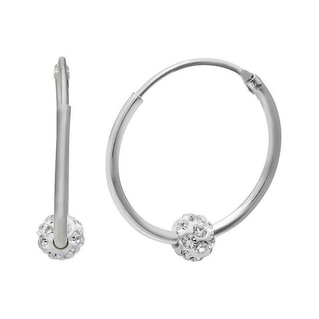 PRIMROSE Endless Hoop Clear Crystal Fireball Earrings, Womens, Silver Tone Product Image