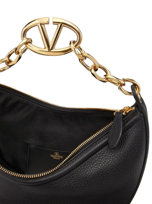 VALENTINO GARAVANI V Logo Moon Small Leather Hobo Bag Product Image