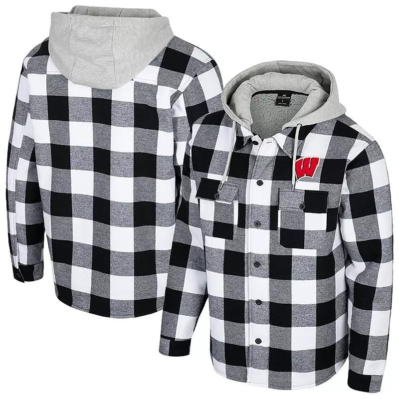 Mens Colosseum /White Wisconsin Badgers Buffalo Plaid Full-Zip Hoodie Jacket Product Image