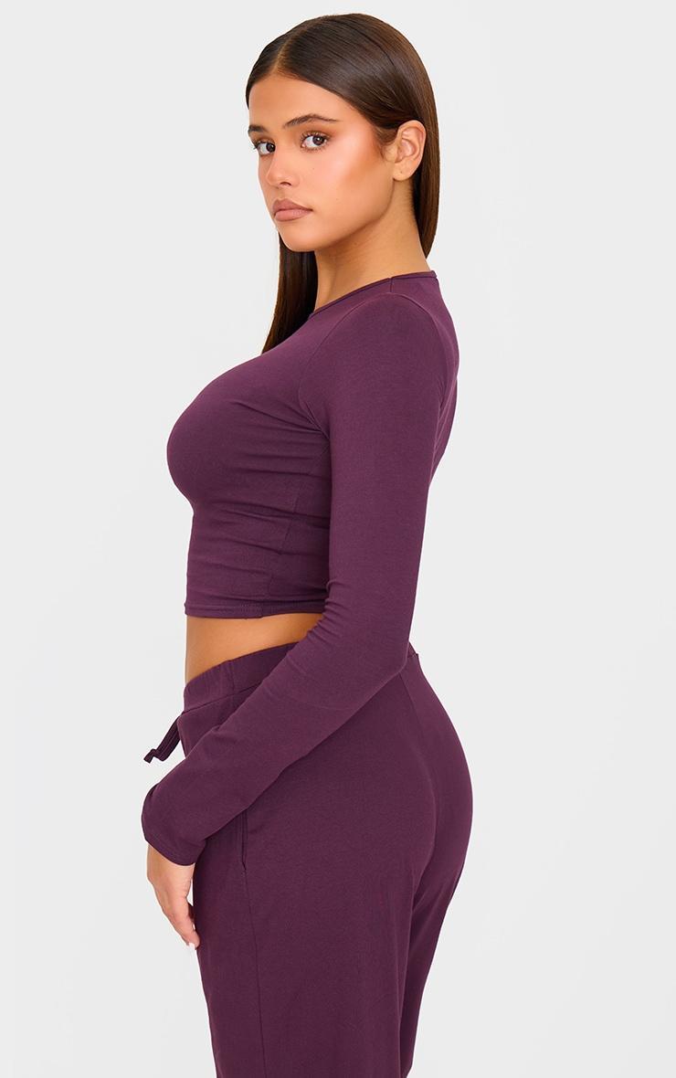 Plum Cotton Jersey Long Sleeve Top Product Image