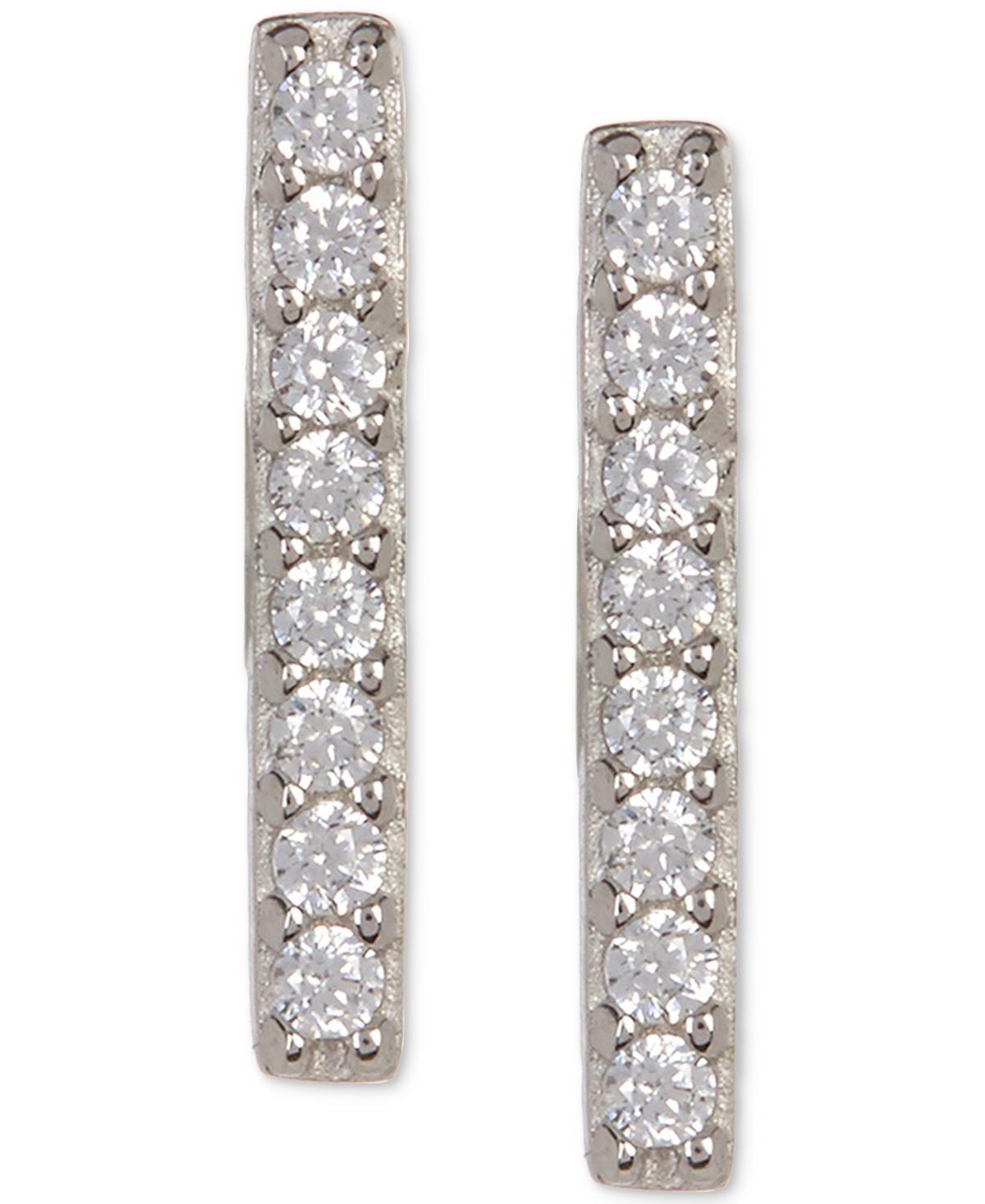 Adornia Silver-Tone Crystal Bar Stud Earrings Product Image