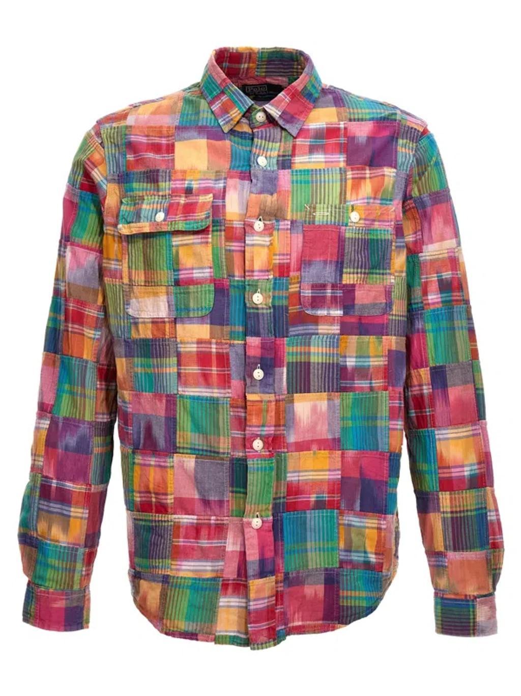 Patchwork Short Sleeves Shirt In Multicolor Product Image