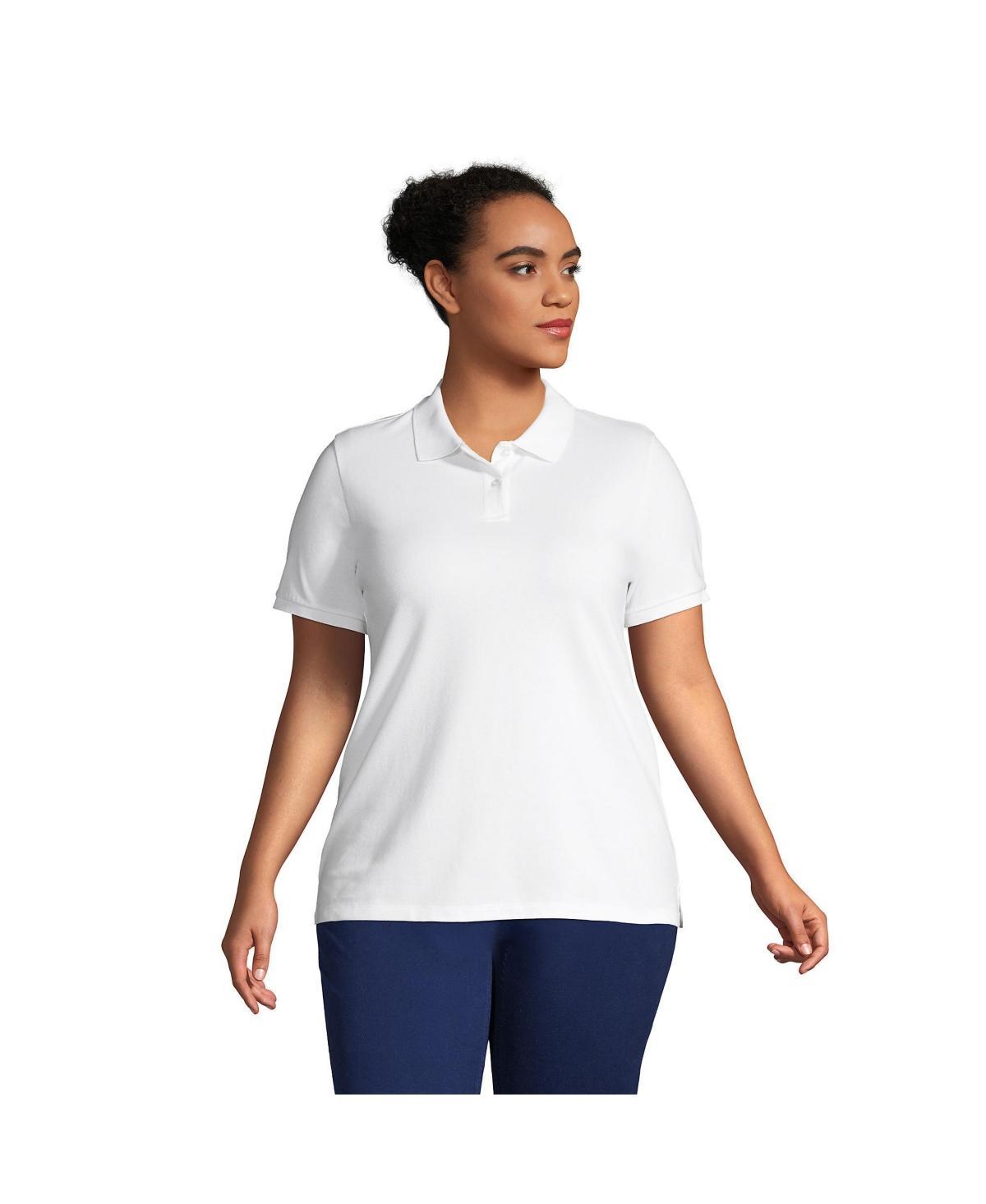 Plus Size Lands End Mesh Supima Cotton Polo Shirt, Womens Dark Blue Product Image