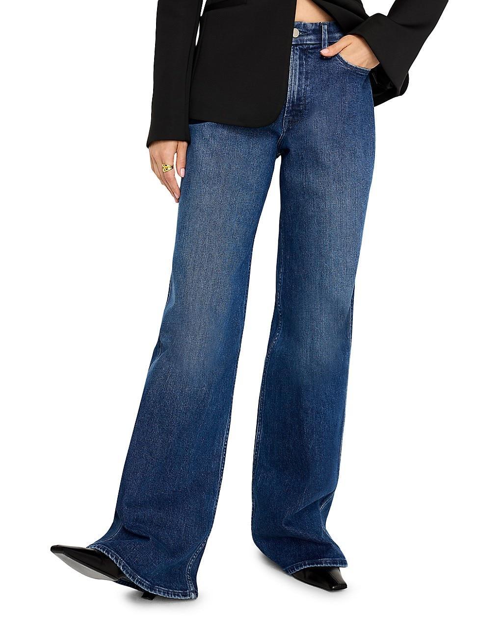 Womens Good Skate Mid-Rise Stretch Wide-Leg Jeans Product Image