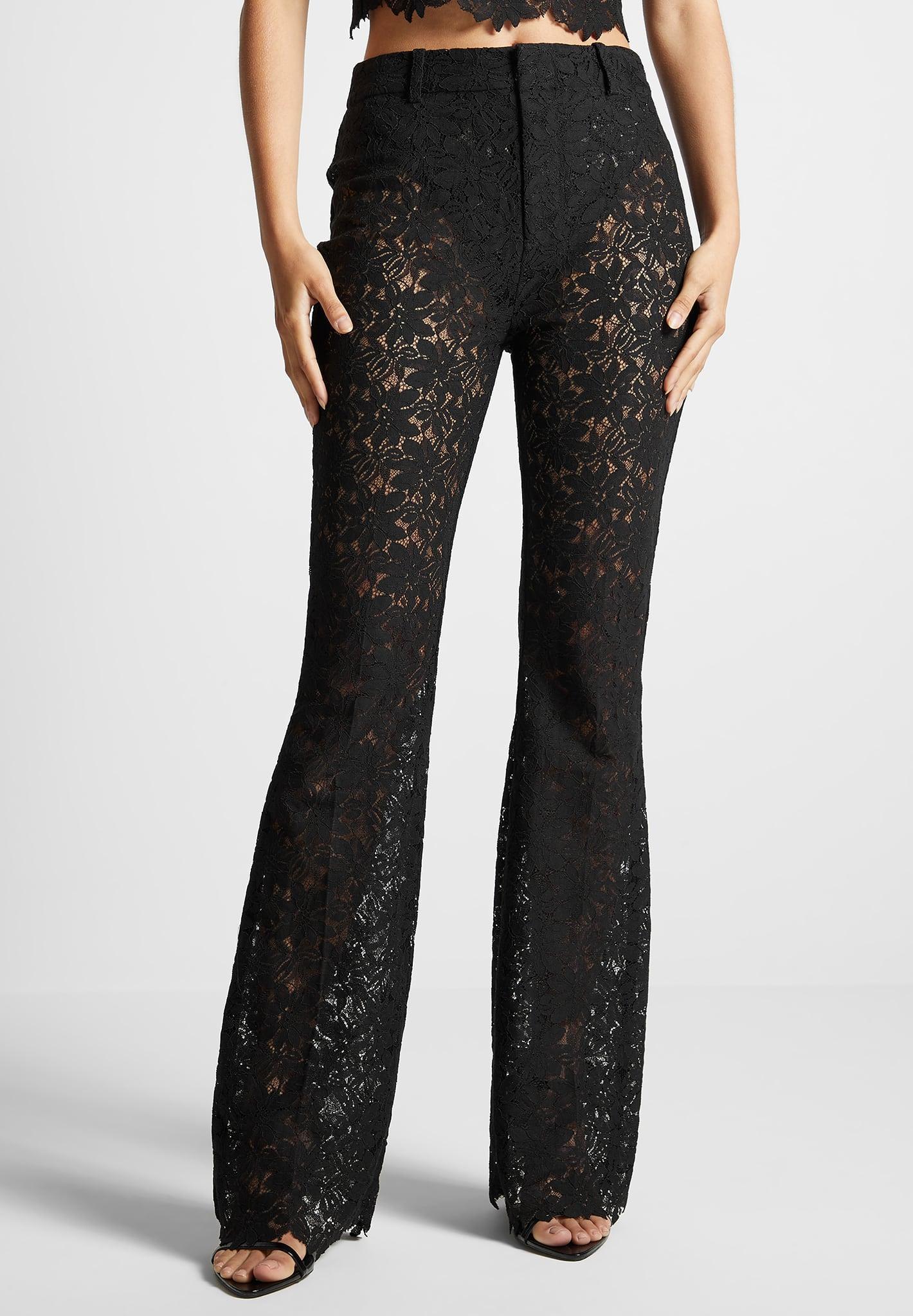 Lace Fit and Flare Trousers - Black Female Product Image