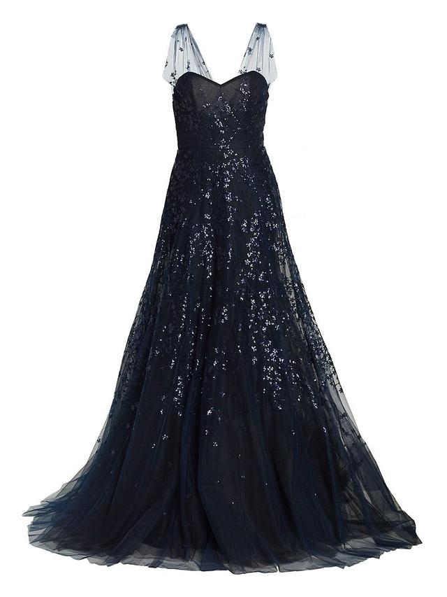 Womens Sequined Tulle Gown Product Image