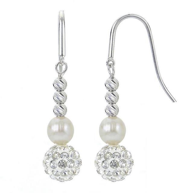 PearLustre by Imperial Freshwater Cultured Pearl & Crystal Bead Drop Earrings, Womens, Sterling Silver Product Image