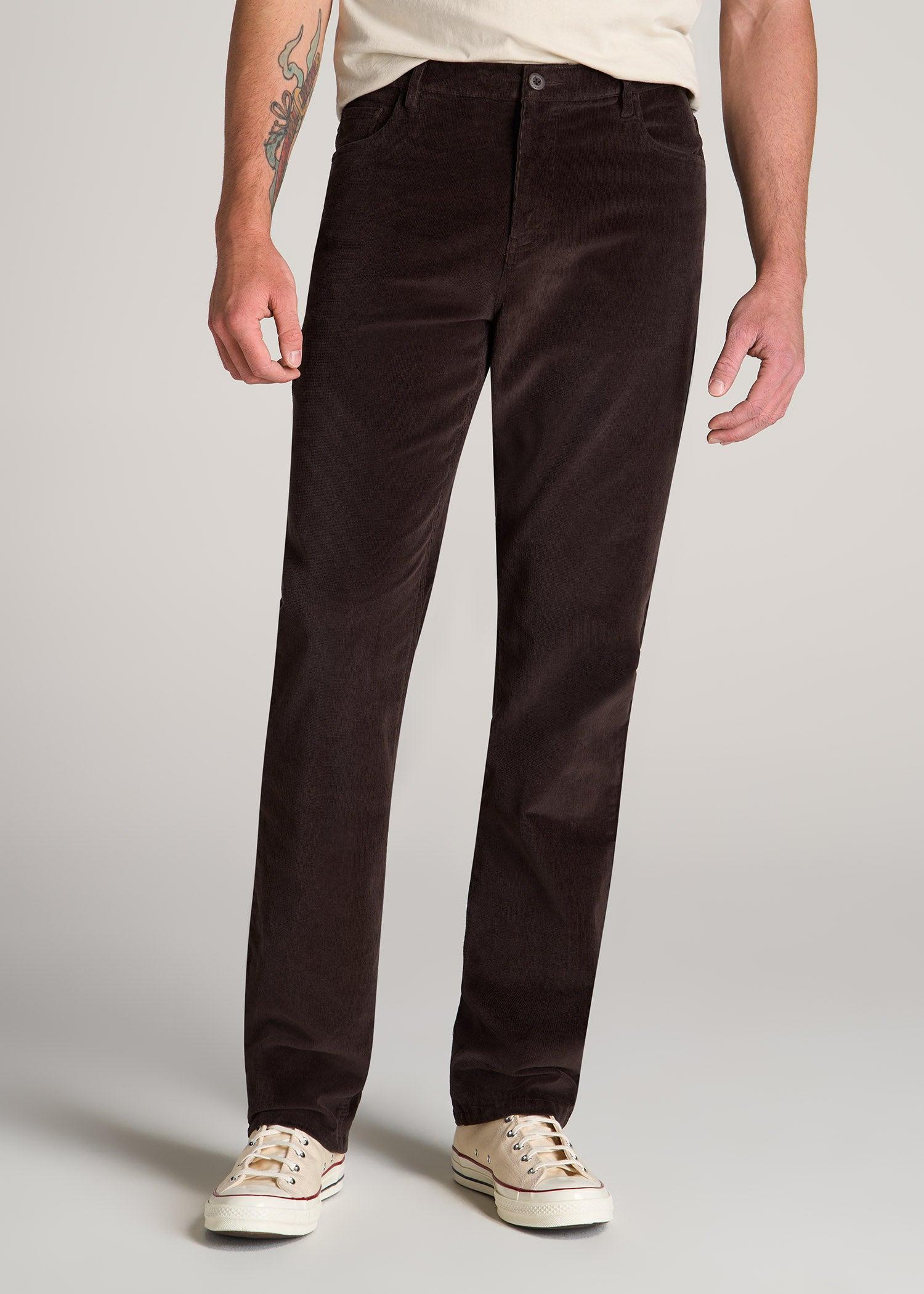 STRAIGHT-LEG Stretch Corduroy Pants for Tall Men in Chocolate Product Image