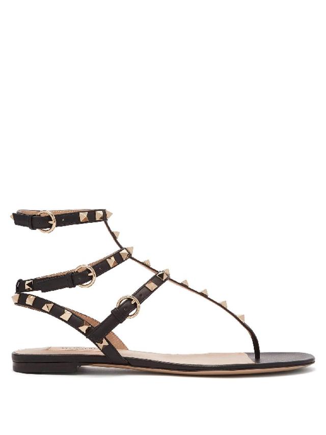 VALENTINO GARAVANI Rockstud Leather Sandals In Black Product Image