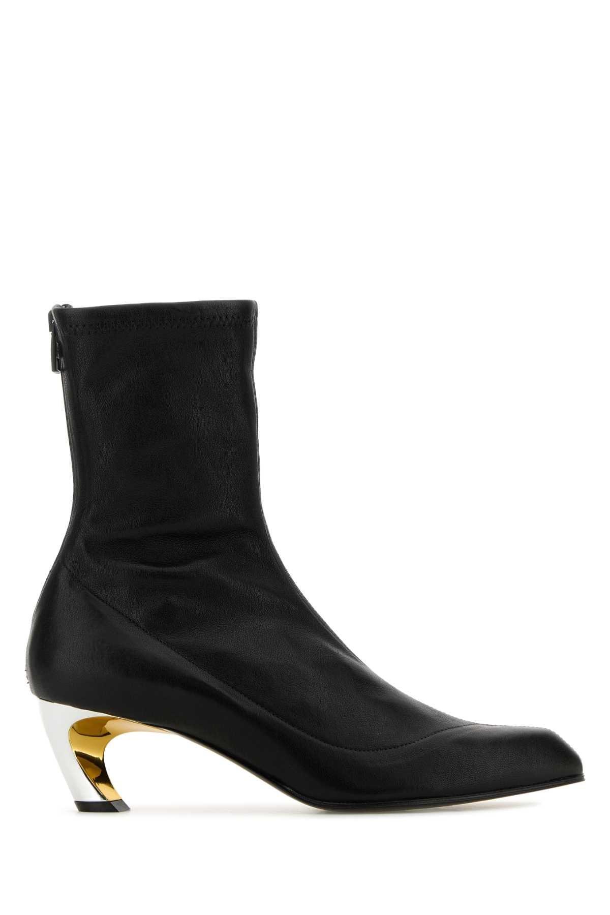 ALEXANDER MCQUEEN Black Leather Armadillo Ankle Boots With 5.5 Cm Heel Product Image