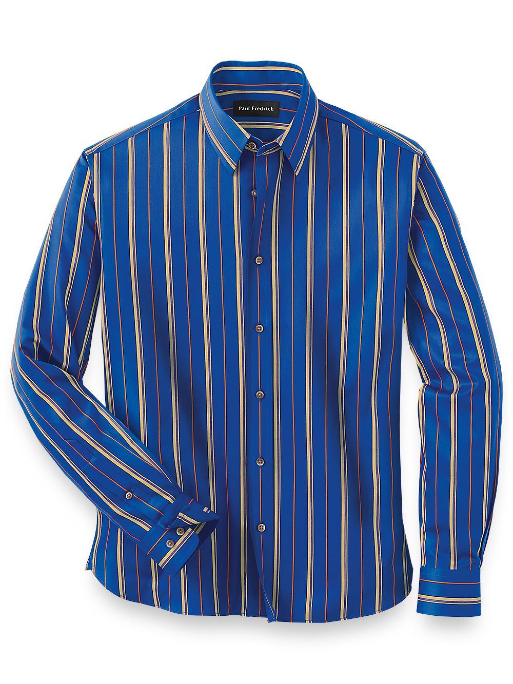 Slim Fit Cotton Stripe Casual Shirt Product Image