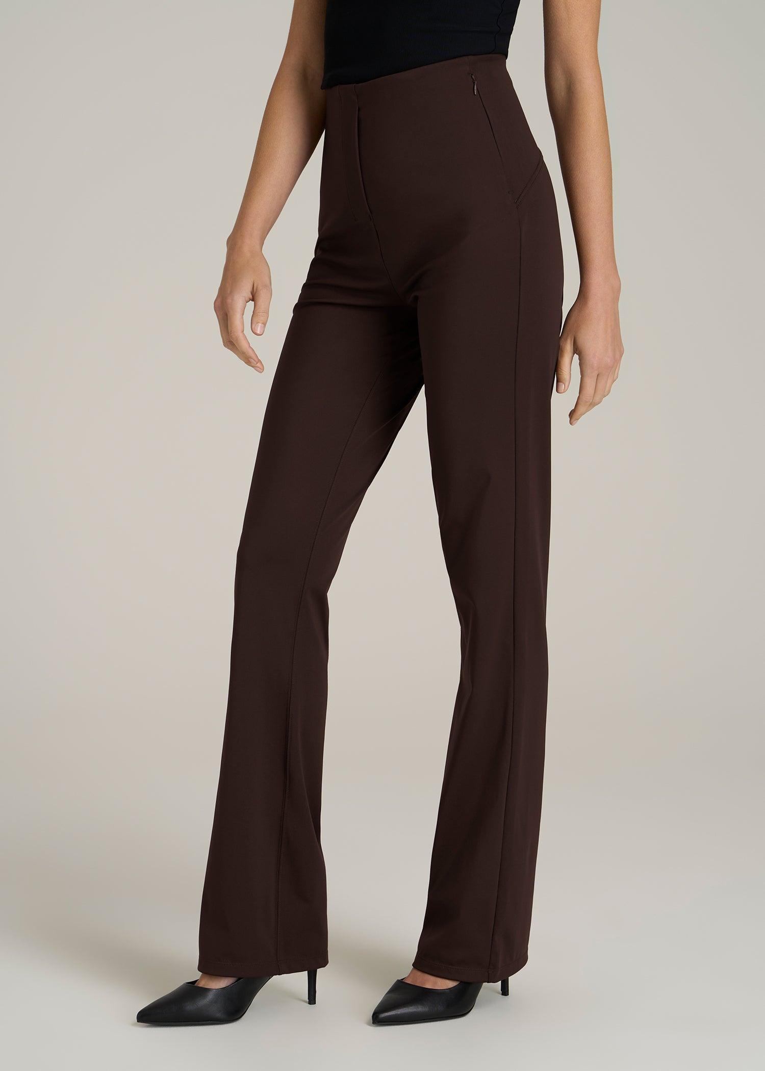 High Rise Pull On Mini Flare Pant for Tall Women in Espresso Product Image