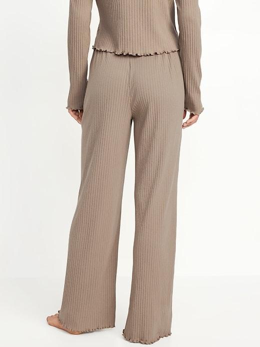 High-Waisted Ribbed Pajama Pants Product Image