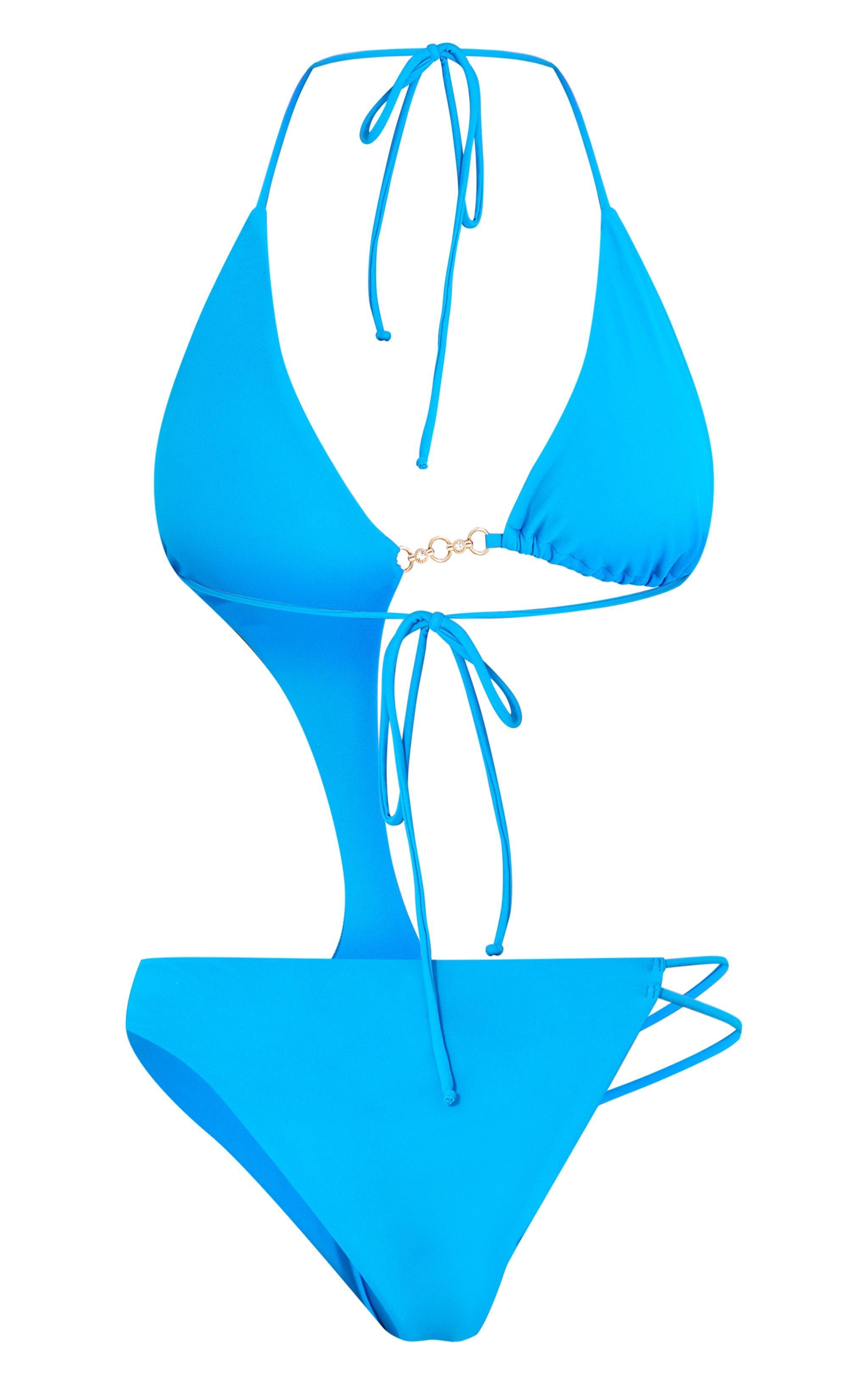 Blue Cut Out Diamante Trim Swimsuit Product Image