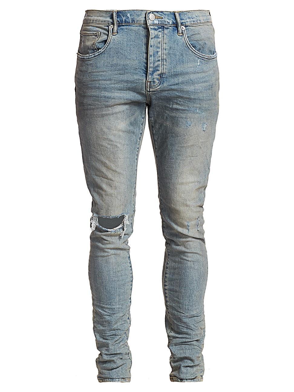 PURPLE BRAND PURPLE Ripped Skinny Fit Jeans in Light Dirty Wax at Nordstrom, Size 29 Product Image