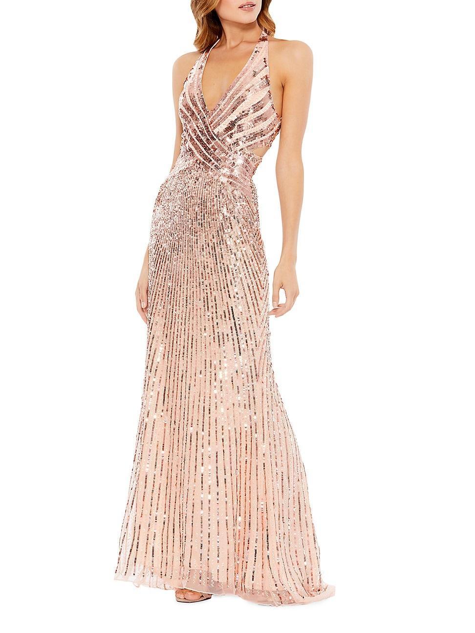 Womens Sequin Crossed Trumpet Gown Product Image