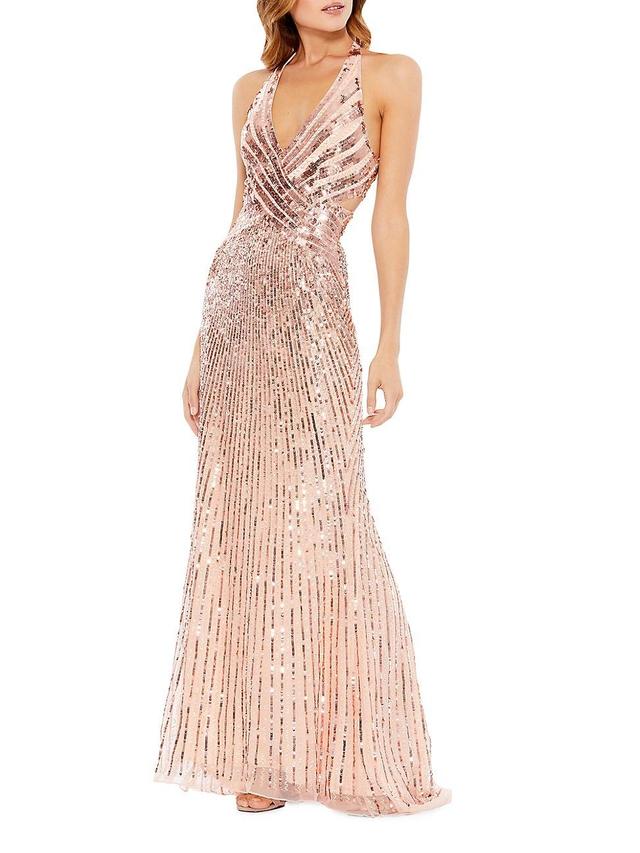 Womens Sequin Crossed Trumpet Gown Product Image