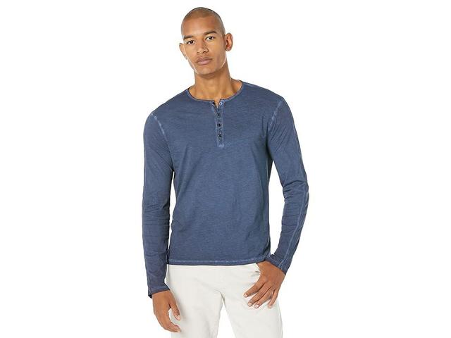 John Varvatos Regular Fit Long Sleeve Henley with Cold Dye and Crinkle K3584Y2 (Capri ) Men's Clothing Product Image