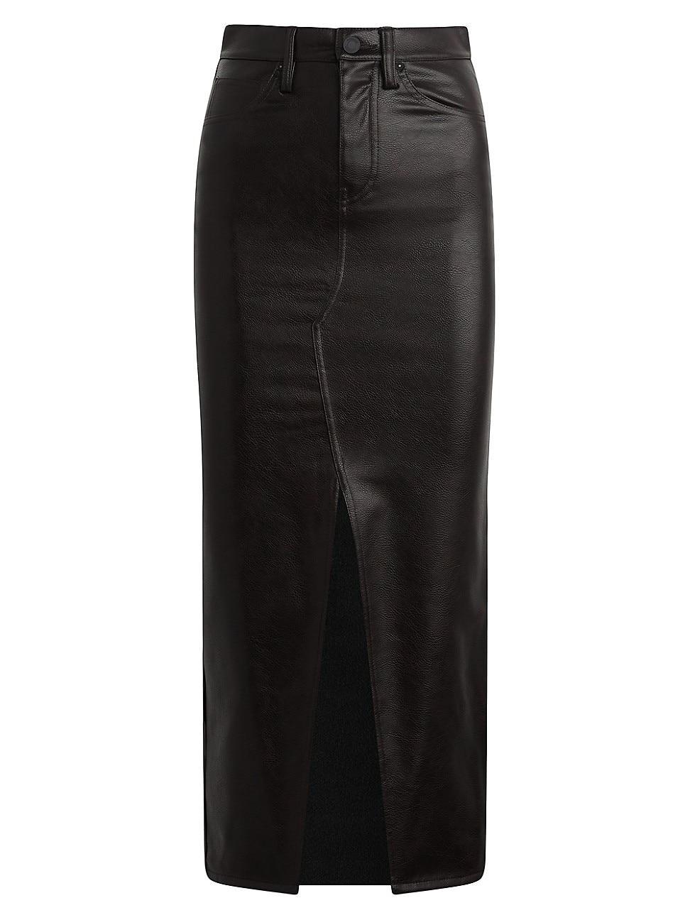 Womens Reconstructed Faux Leather Midi-Skirt Product Image