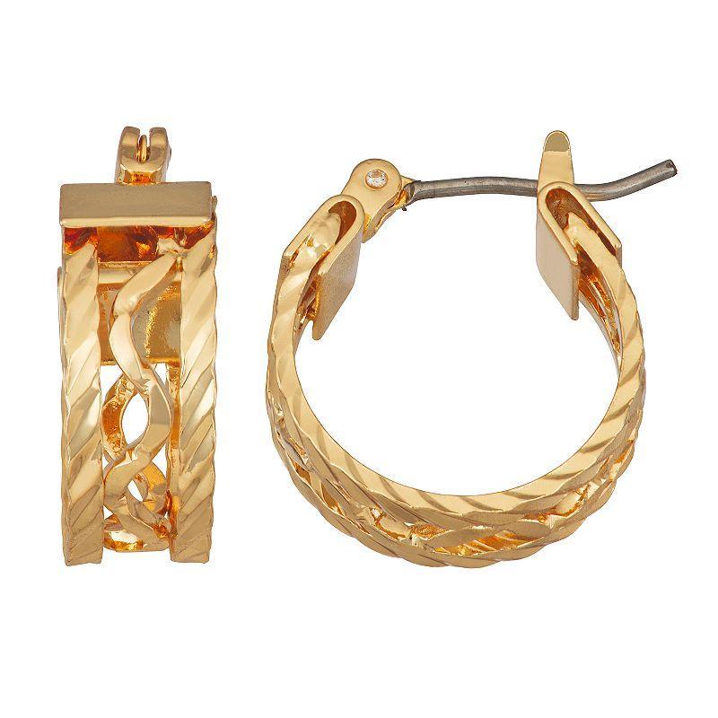 Napier Gold Tone Small Layered Click-It Hoop Earrings, Womens Product Image