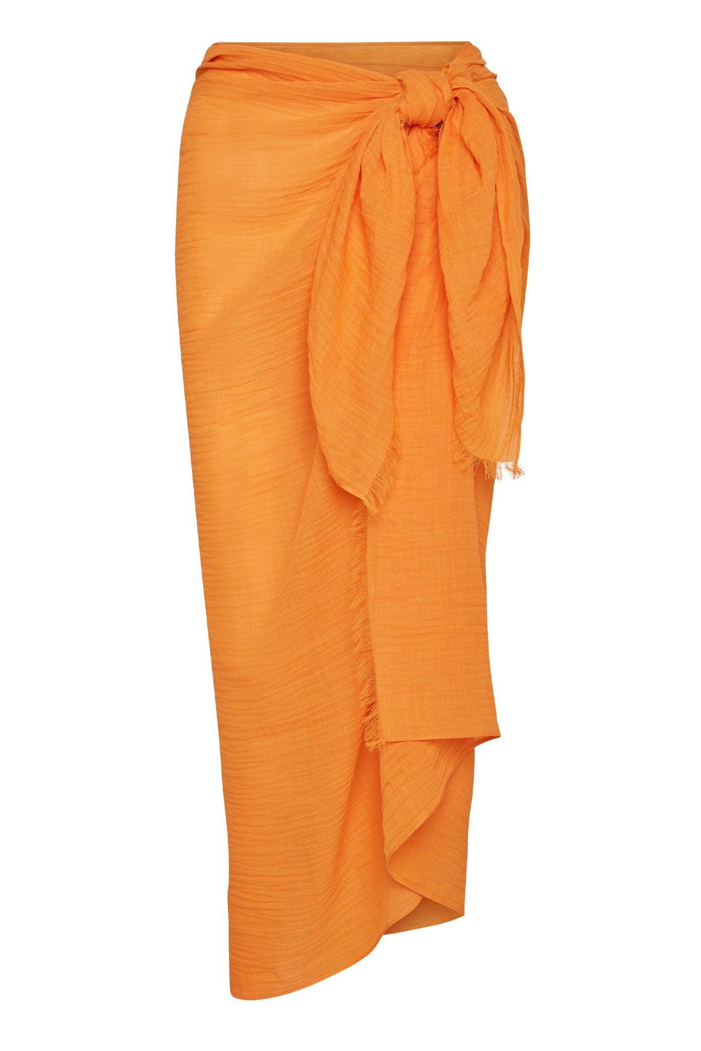 St. Tropez Sarong - Clementine Crinkle Linen Product Image