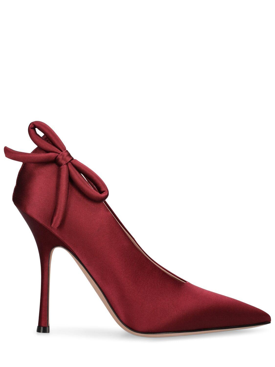 Nite-out Bow-detailed Satin Pumps In Maroon Product Image