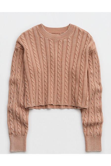 Aerie Mini Cable Cropped Sweater Women's Product Image