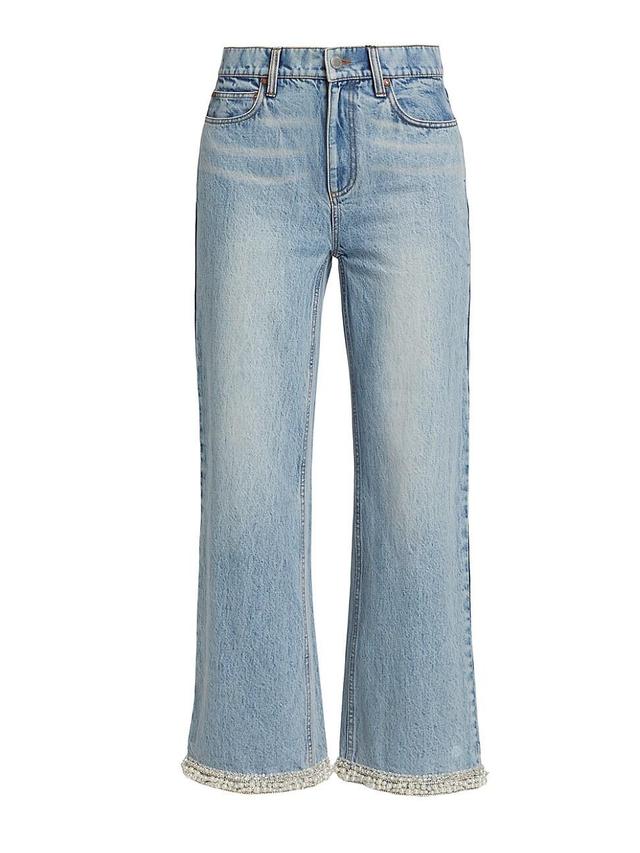 Womens Ora Embellished High-Rise Wide-Leg Jeans Product Image