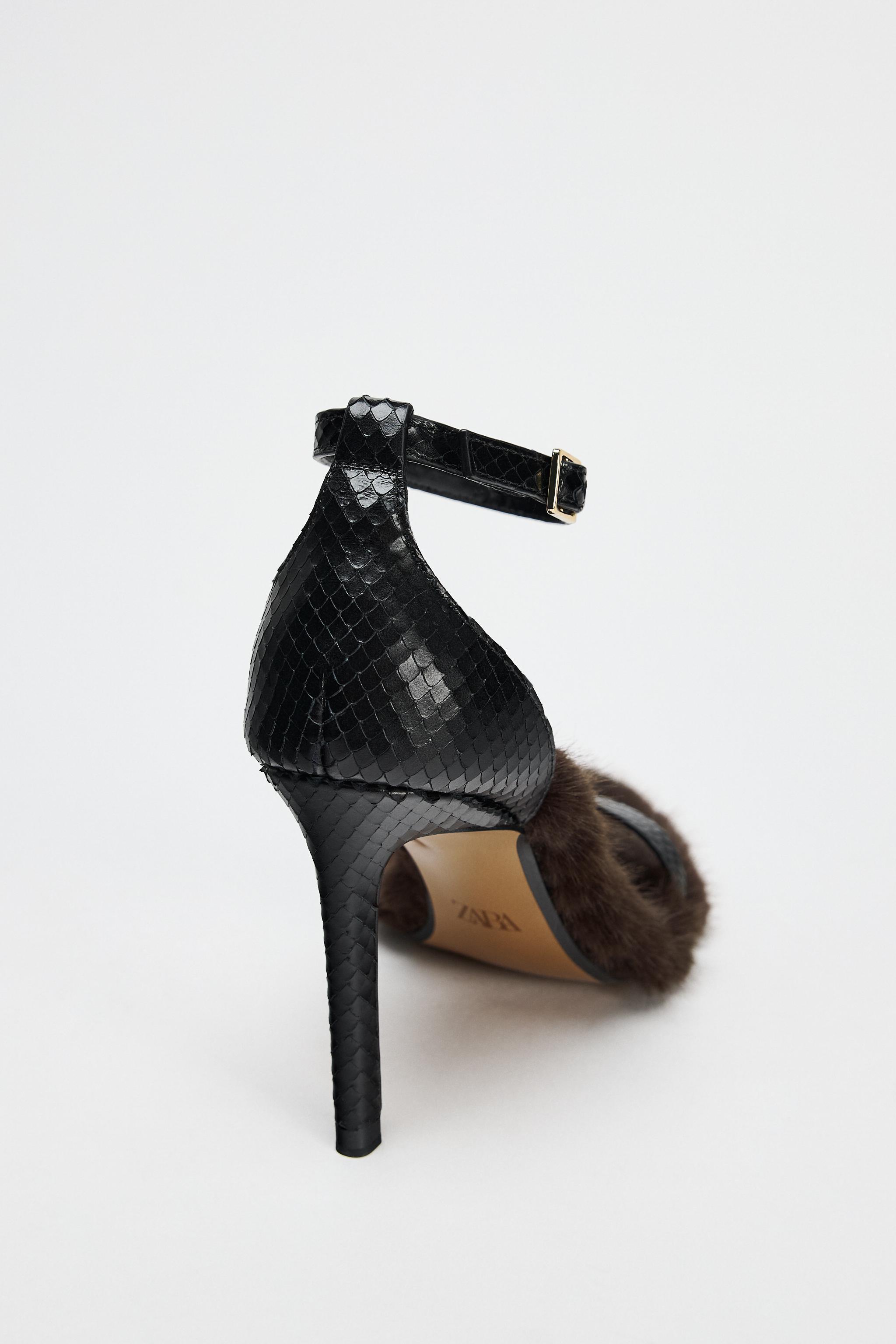 EMBOSSED LEATHER FAUX FUR SANDAL LIMITED EDITION Product Image