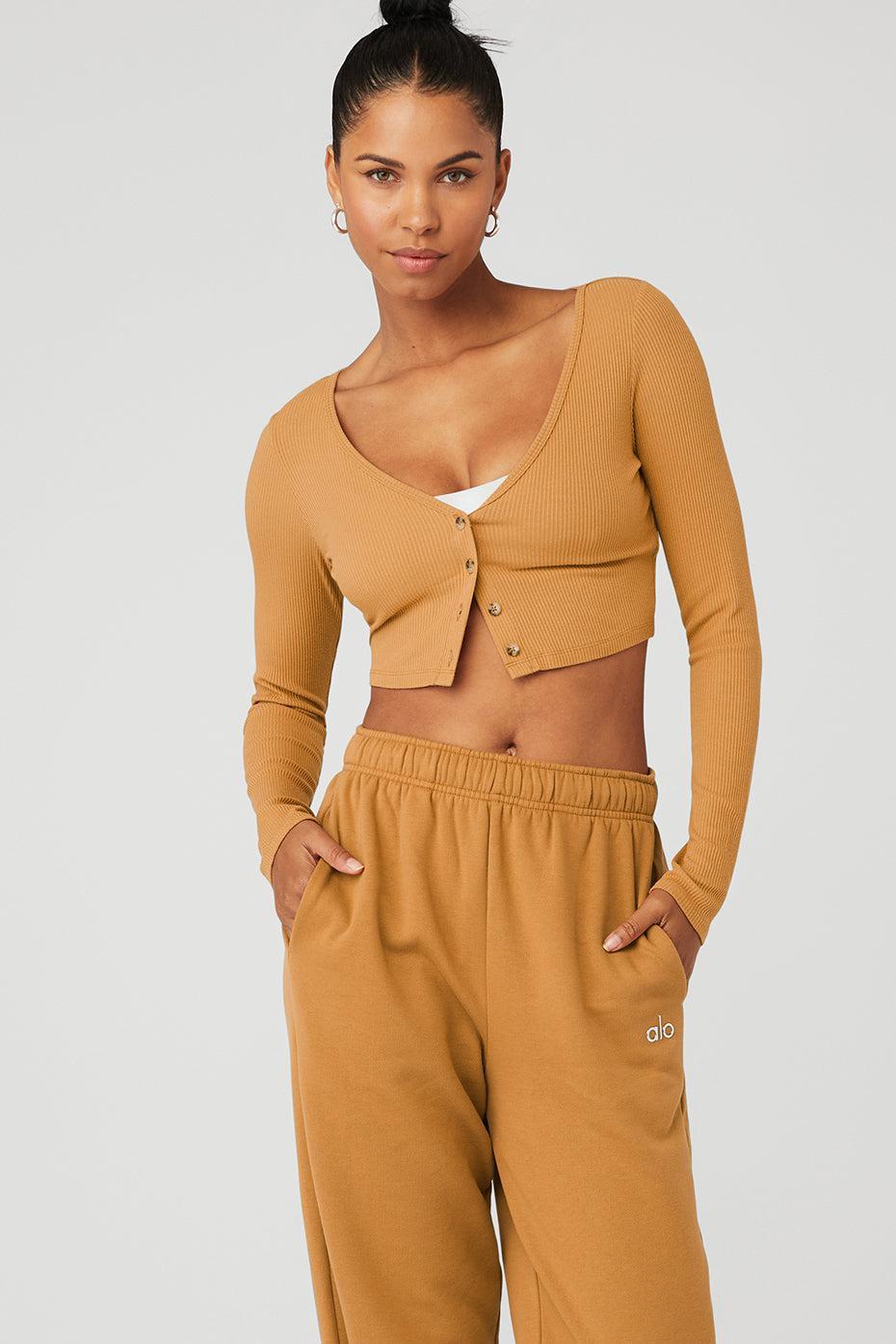 Ribbed Cropped Whisper Cardi - Toffee Product Image