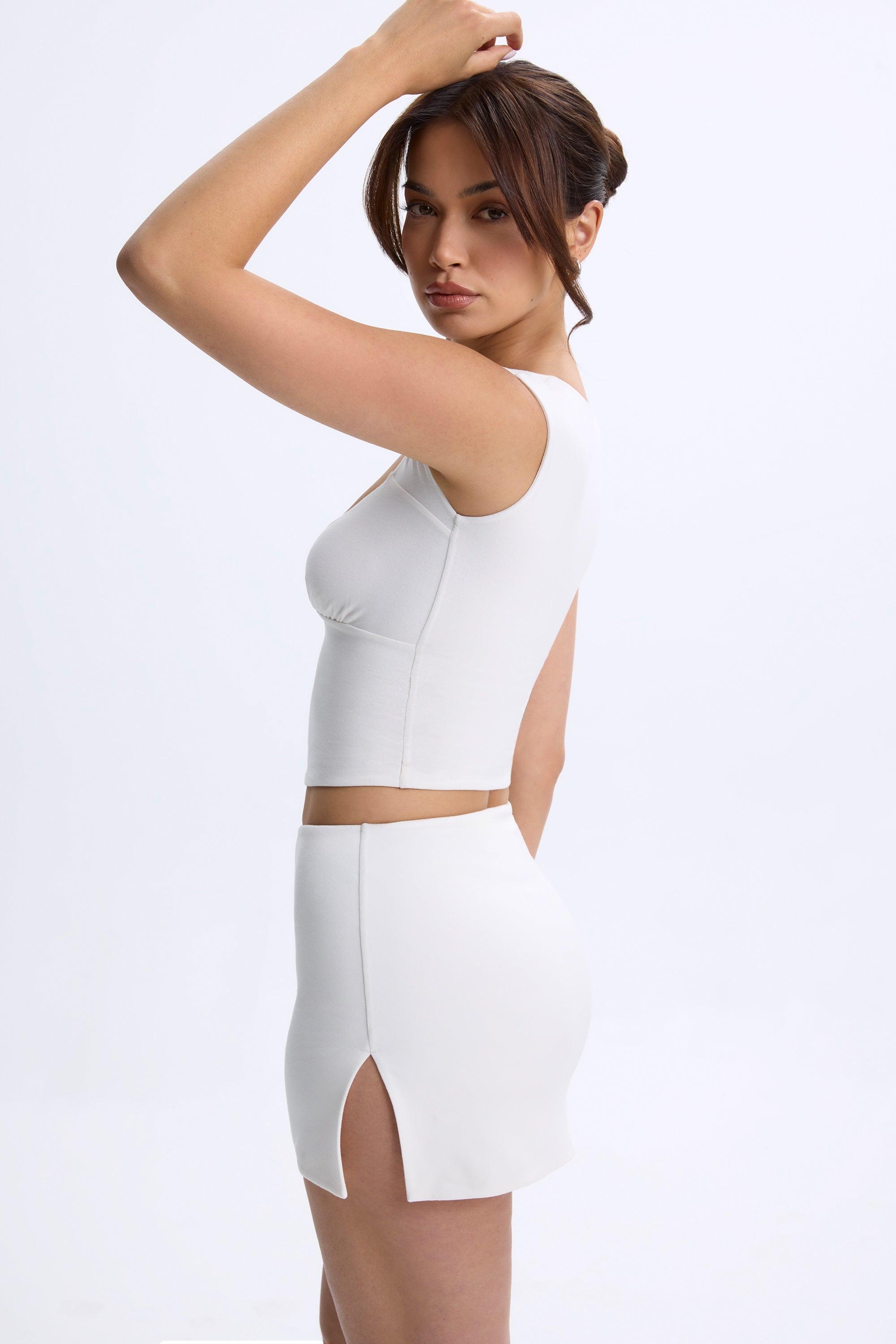 Mid-Rise Micro Mini Skirt in White Female Product Image