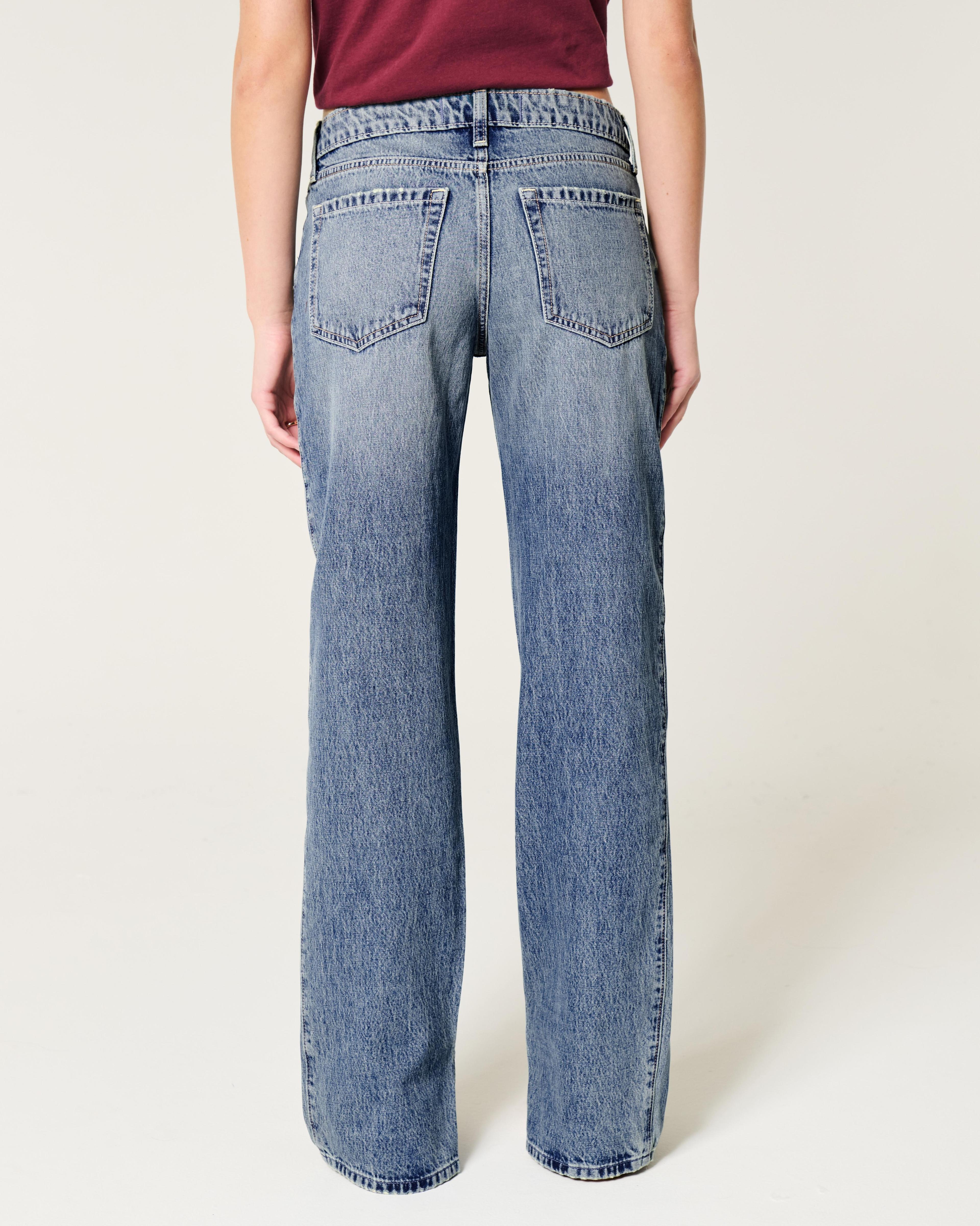 Low-Rise Medium Wash Loose Jeans Product Image