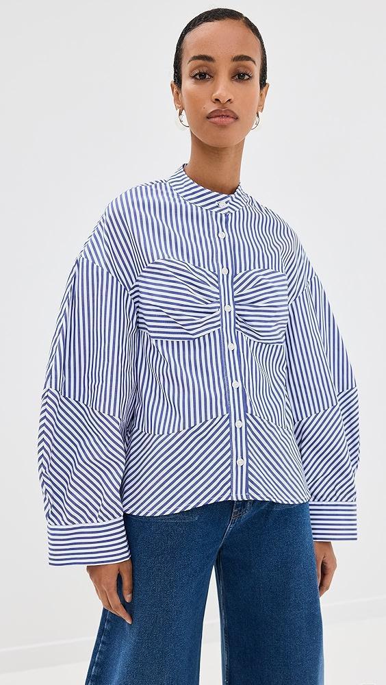 Kika Vargas Blue Stripes Cotton Rigoberta Top | Shopbop Product Image