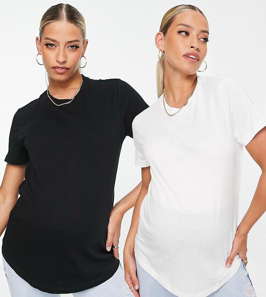 ASOS DESIGN Maternity ultimate T-shirt with crew neck in cotton blend 3 pack - MULTI Product Image