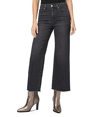 Paige Anessa High Rise Wide Leg Ankle Jeans in Black Lotus Product Image