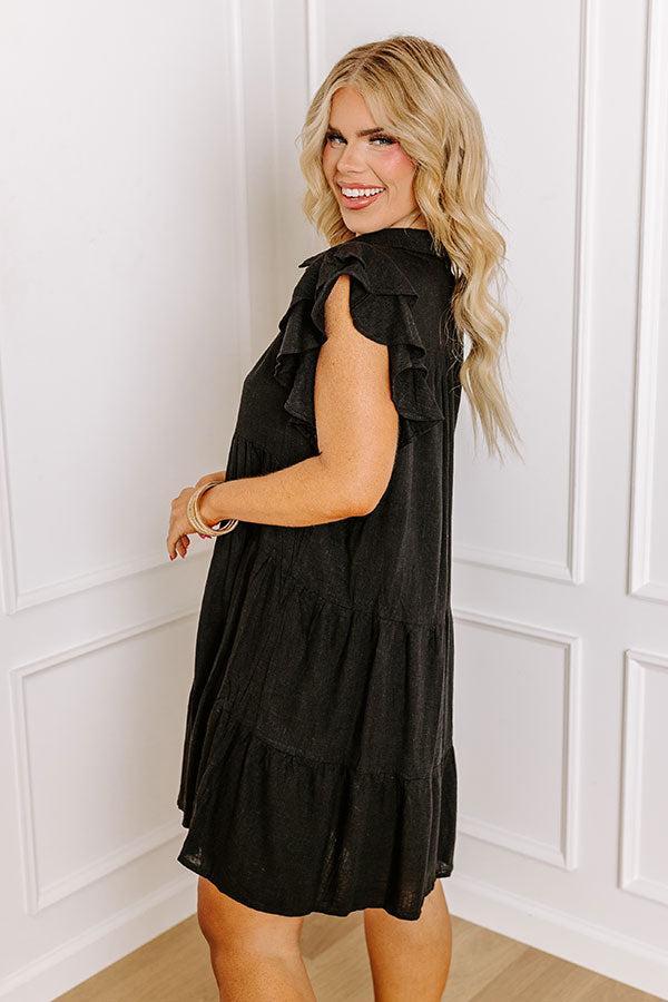 Newsworthy Style Linen-Blend Babydoll Dress In Black Curves Product Image