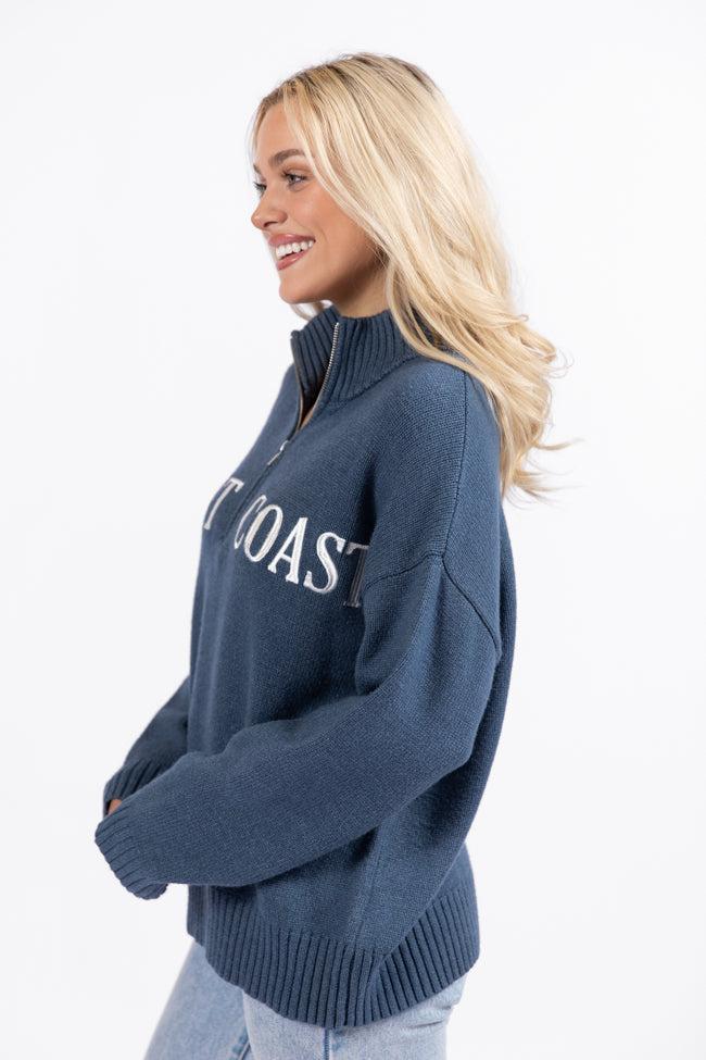 Roll With It Navy East Coast Quarter Zip Sweater FINAL SALE Product Image