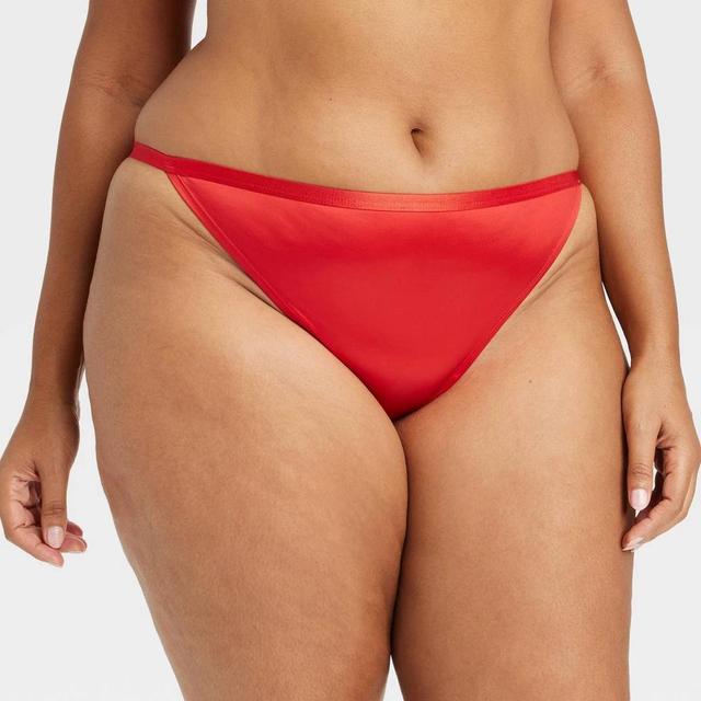 Womens Satin Cheeky Underwear - Auden Red 2X Product Image