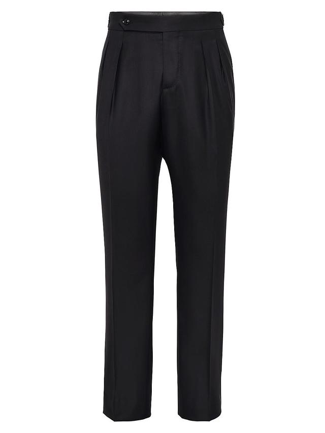 Mens Virgin Wool And Silk Lightweight Twill Tuxedo Trousers Product Image