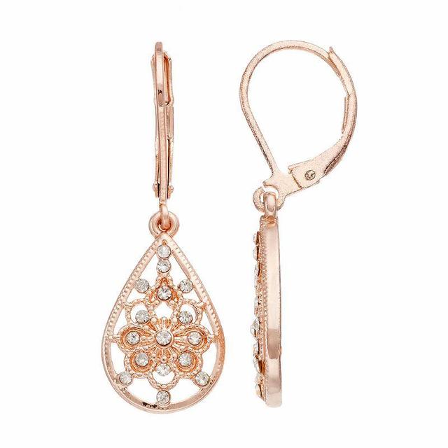 LC Lauren Conrad Openwork Teardrop Earrings, Womens, Clear Product Image