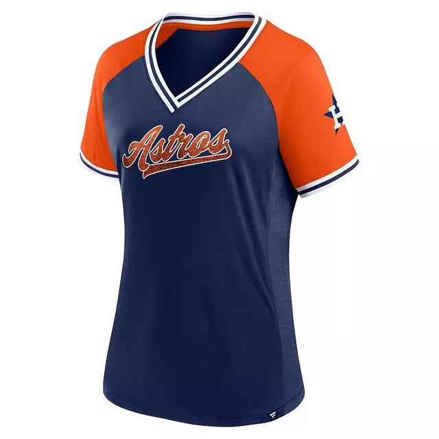 Womens Profile Houston Astros Plus Size Crossover V-Neck T-Shirt Blue Product Image