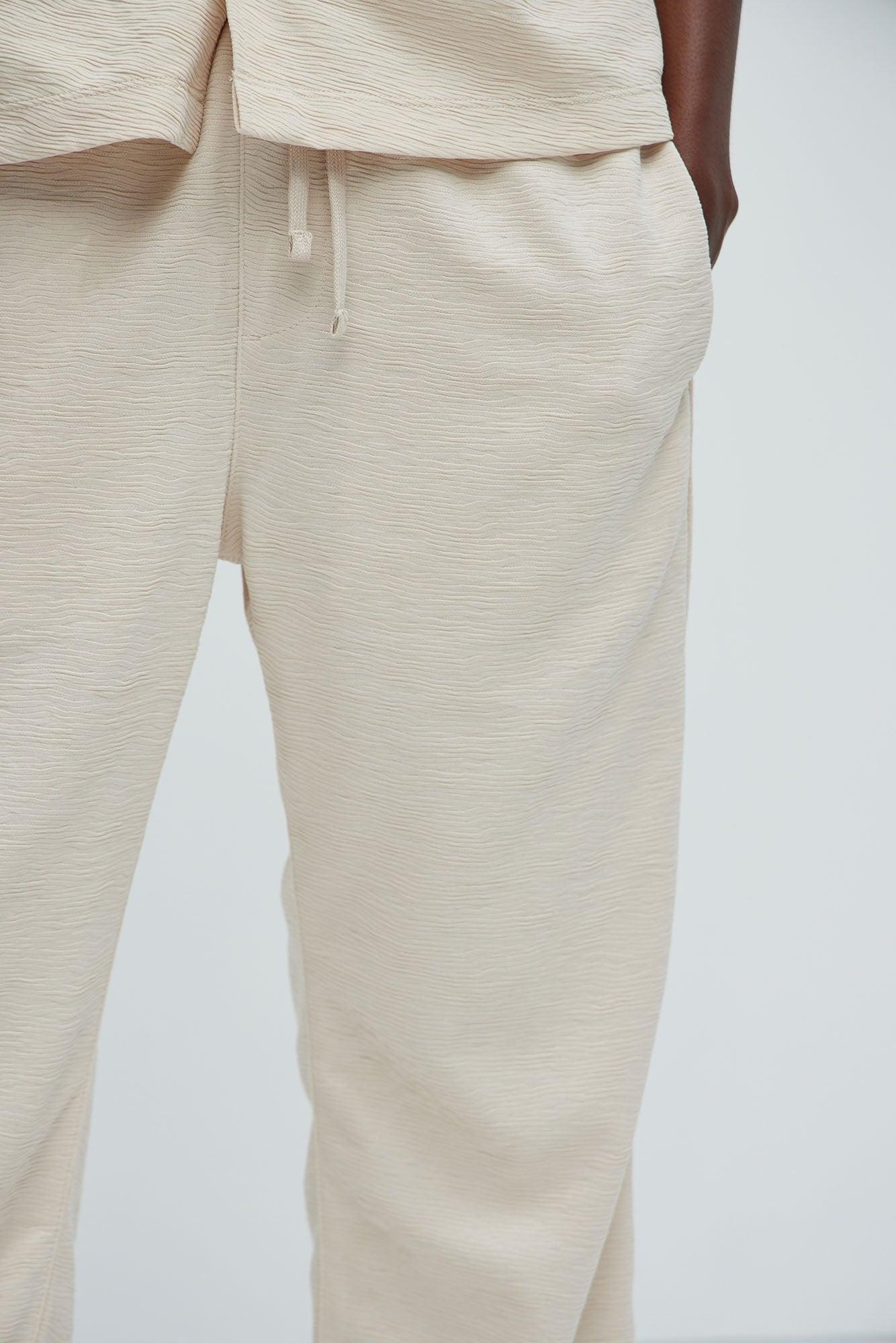 Blaze Textured Straight Pants - Cream Product Image