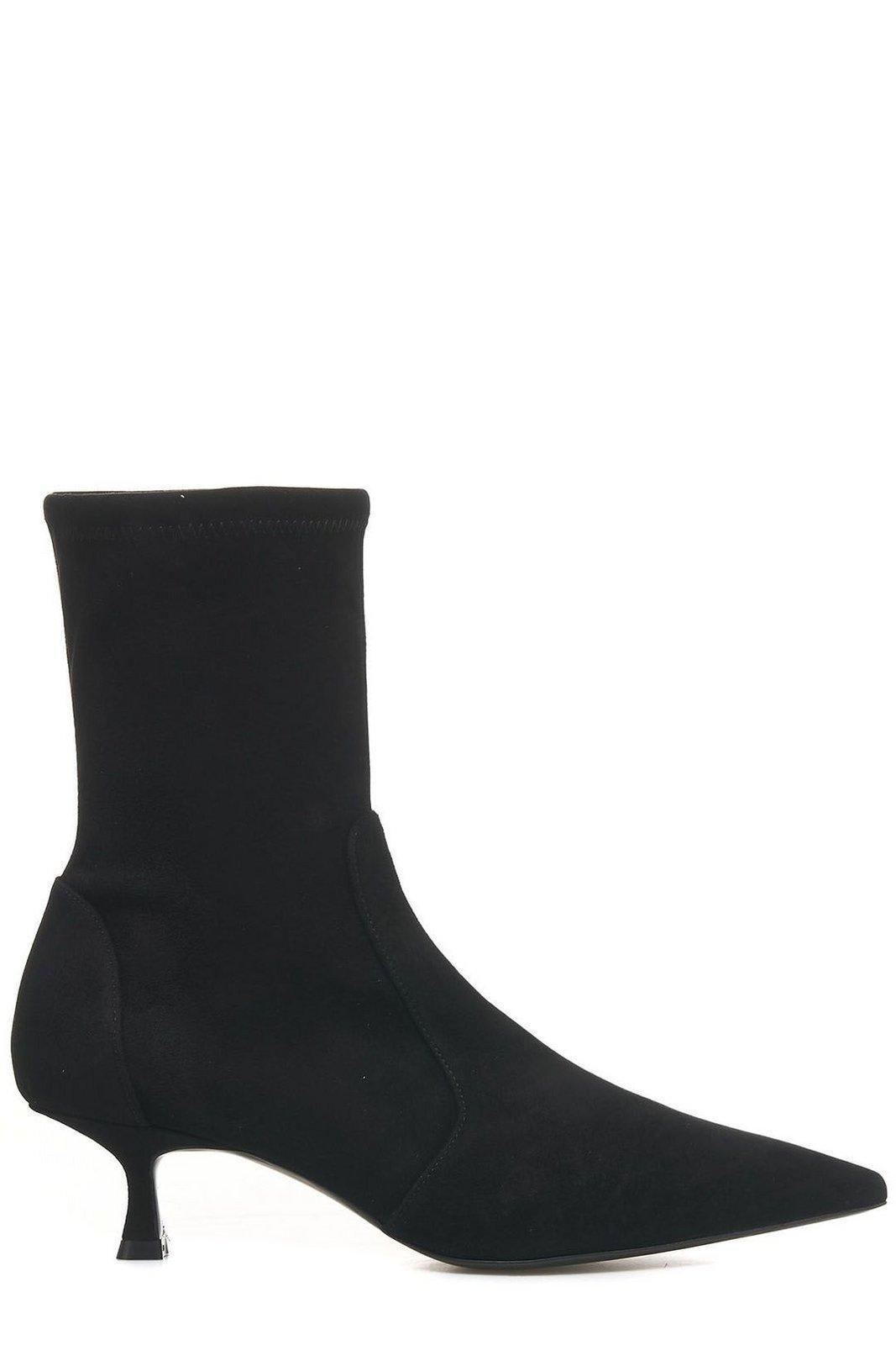 STUART WEITZMAN Naomi Stretch Suede Ankle Booties In Black Product Image