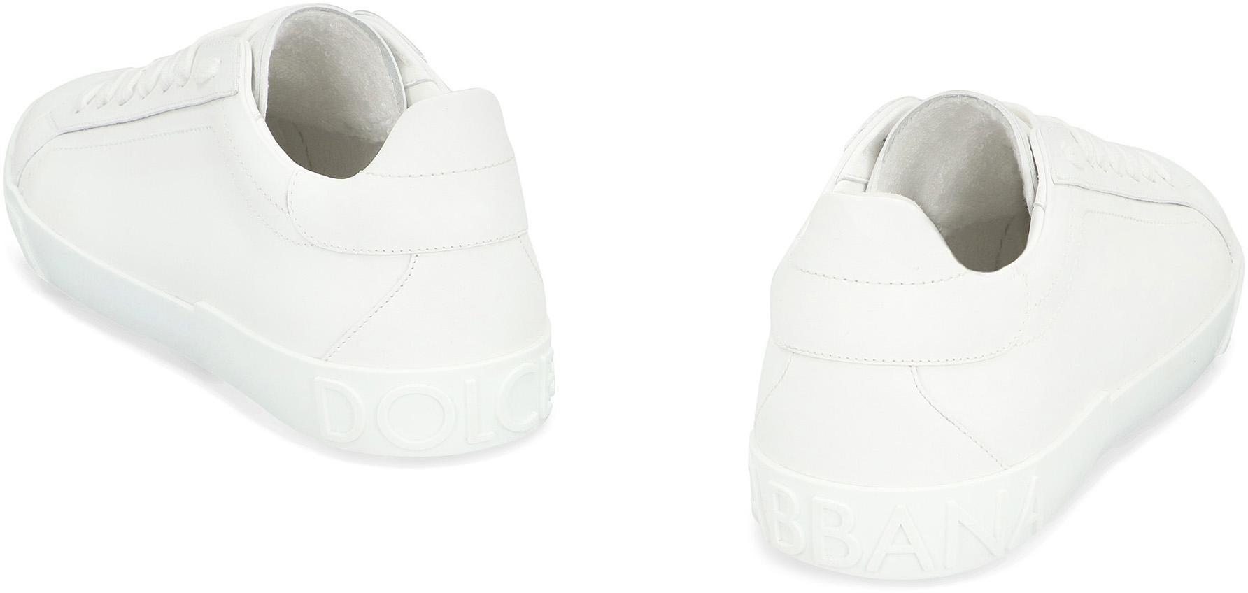 Portofino Vintage Leather Low-top Sneakers In White Product Image