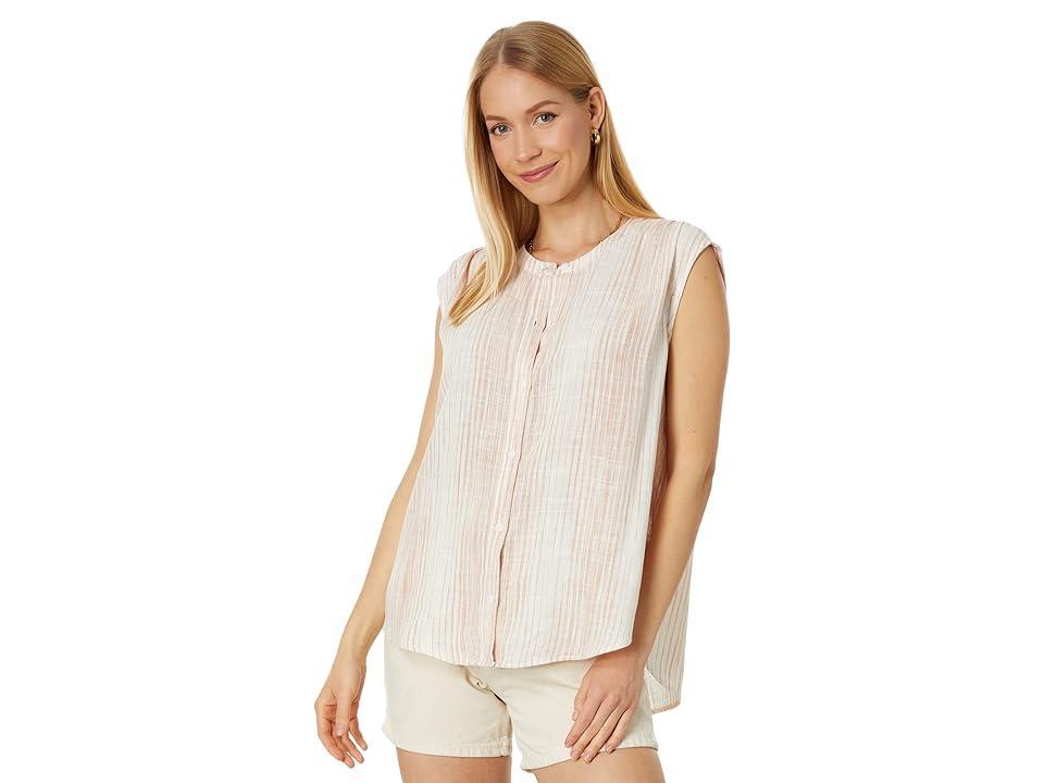 Splendid Lola Sleeveless Button-Up Top (Oyster Stripe) Women's Clothing product image