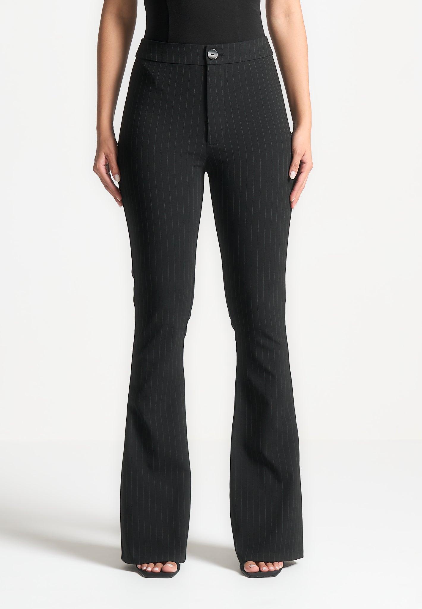 Pinstripe Fit and Flare Leggings - Black Female Product Image