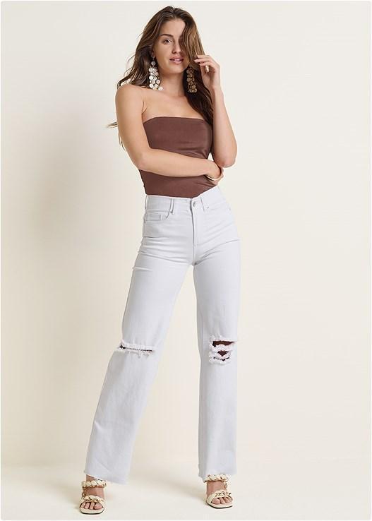 Elastic Waist Wide-Leg Jeans Product Image