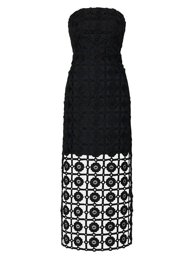 Womens Kait Strapless Tiled Lace Midi-Dress Product Image